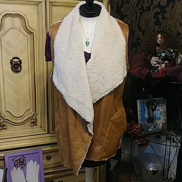 SOFT FLEECE Vest Winter Fall Wear coat liner 1 sz fits coat jacket camel sand - Picture 1 of 4